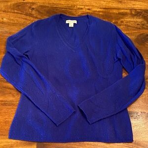 Adrienne Vittadini Royal Blue V-Neck Cashmere Sweater